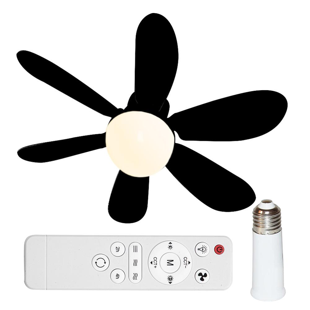 Ceiling Fan LED Light E27 Base Remote Control Quiet Ceiling Fan Lamp with Extender Wireless Silent Light Bulb Fan 30W 15.75 Inch Remote Control
