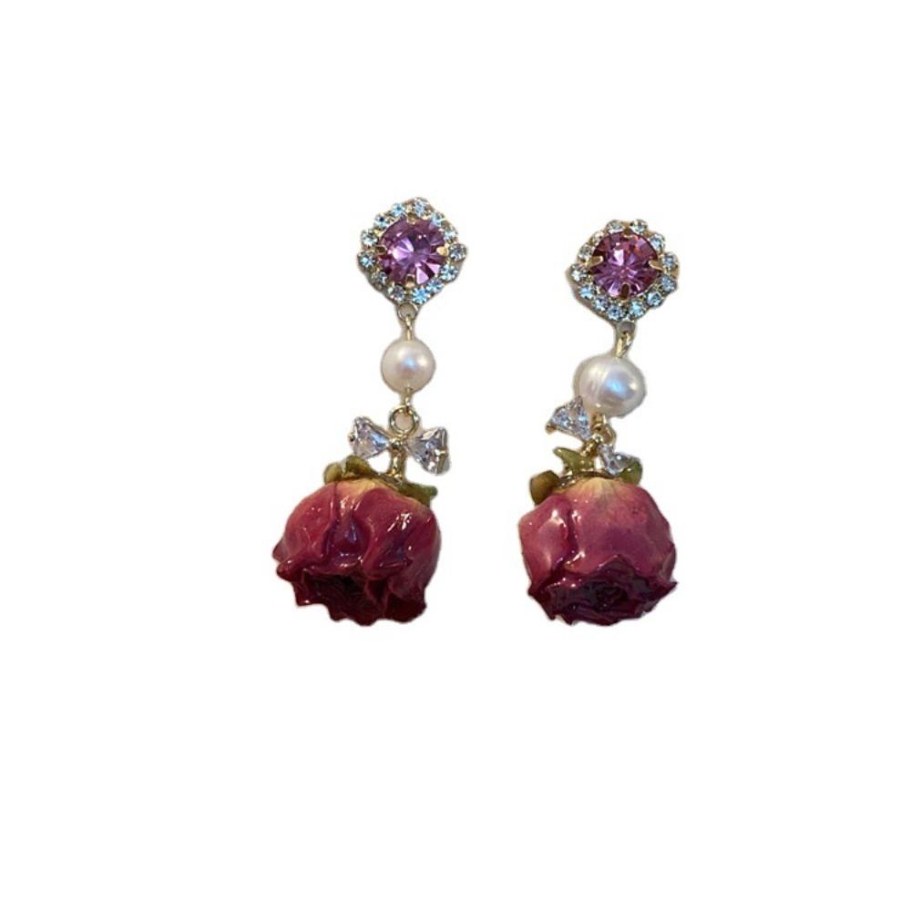 

Vintage Dried Flower Pendant Earrings Elegant Real Flower Earrings Lady/Gifts flower