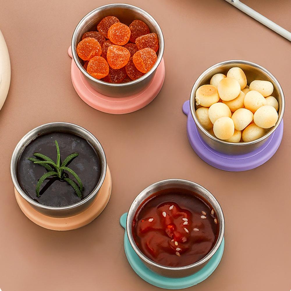 2Pcs 40ML Stainless Steel Salad Dressing Container - Leakproof Lidded Sauce Cups, Portable Dipping Dishes for Sauces