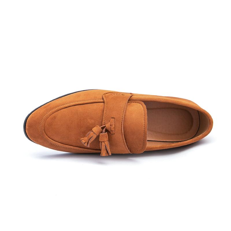 New autumn suede business casual leather shoes for men Korean-style loafers trendy pointed-toe suede soft-soled bean shoes