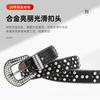 Studded Rhinestone PU Leather Belt Women Punk Streetwear Waist Cincher Adjustable 105-125cm Alloy Buckle Black
