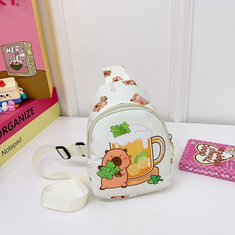 Capybara Cartoon Cute Shoulder Bag Breathable Fabric Toddlers Girl Travel Bags
