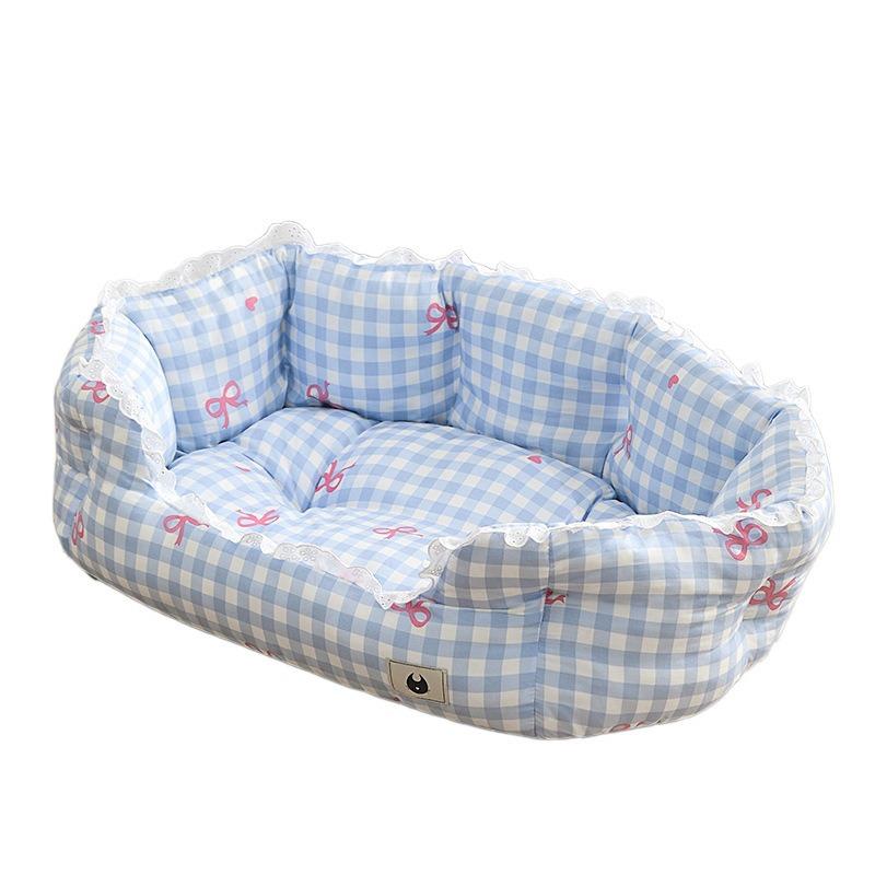 

Comfortable Pet Sofa Bed for Cats and Dogs Thick and Warm Memory Foam Nest, Antifouling Polyester Universal All Year Round M-52x40x18cm синий