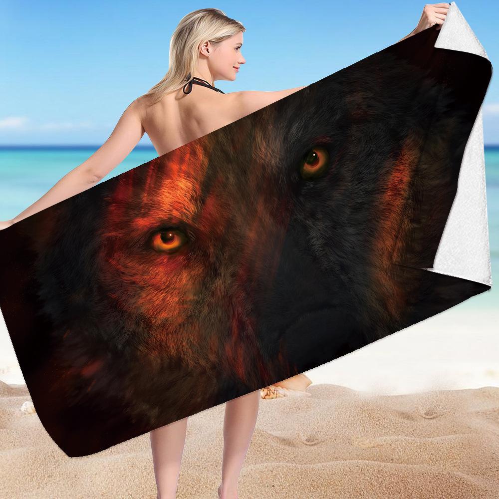 Wolf Beach Towels Super Abaorbation Bath Towel Mystery Vicious Wild Animals for Boys Men Adults for Travel Swimming Hotel Towels
