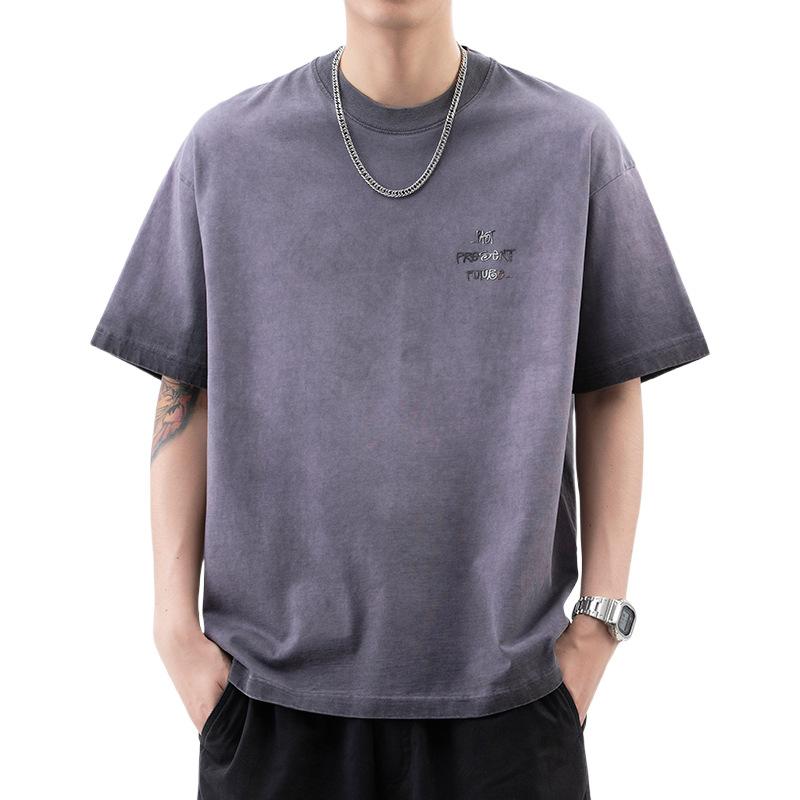Summer American High-density Knitted Loose Fashion Printed Men's T-shirt Short-sleeved