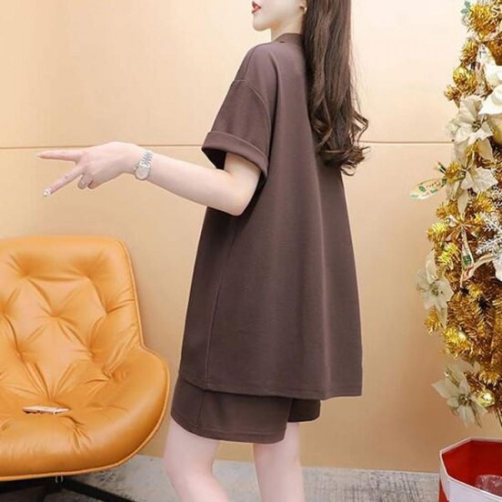 Navava Daily Collar Short Sleeve Shorts Two Piece Set Nt2752
