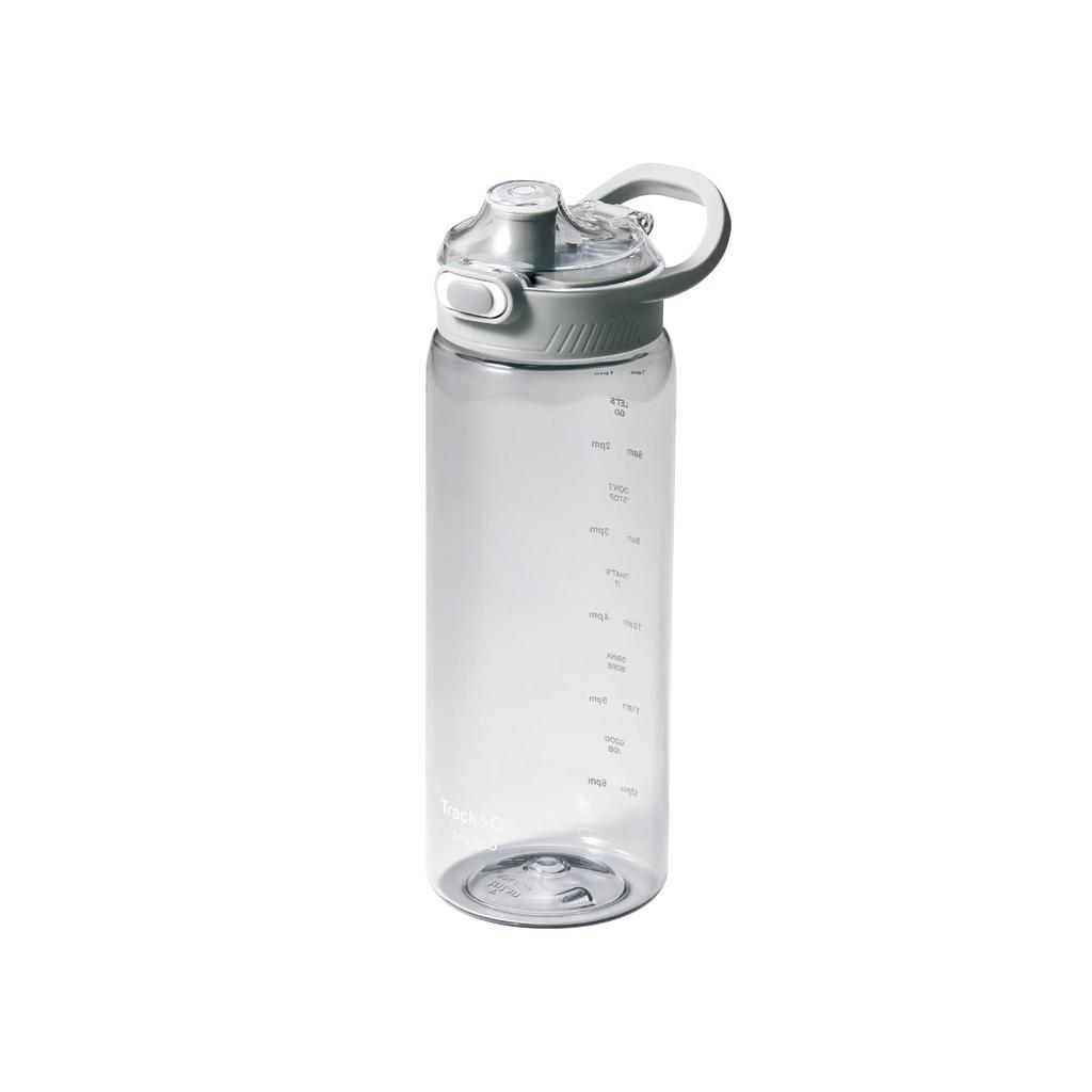 CB Japan Santeco Track and Go Water Bottle with Time Marker and Memo Tritan Pad, Gray, One-Touch, Lightweight,