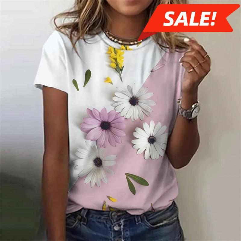 Harajuku Flower 3d Women's Y2k Graphic T Shirts Summer Clothes Women Casaul Everyday Tops Female Short Sleeve Tee Blouse Y2k