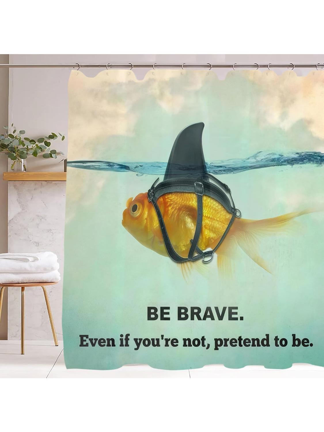 Blue Shower Curtain Sets,Funny Fish In Shark S Clothing Shower Curtain For Bathroom,Inspiration Positive Quotes Waterproof W60H190(CM)-1 Pcs