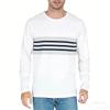 Men's T-Shirt Comfortable Spring Striped Pattern Long Sleeve Digital Printing Fashionable Clothing Casual