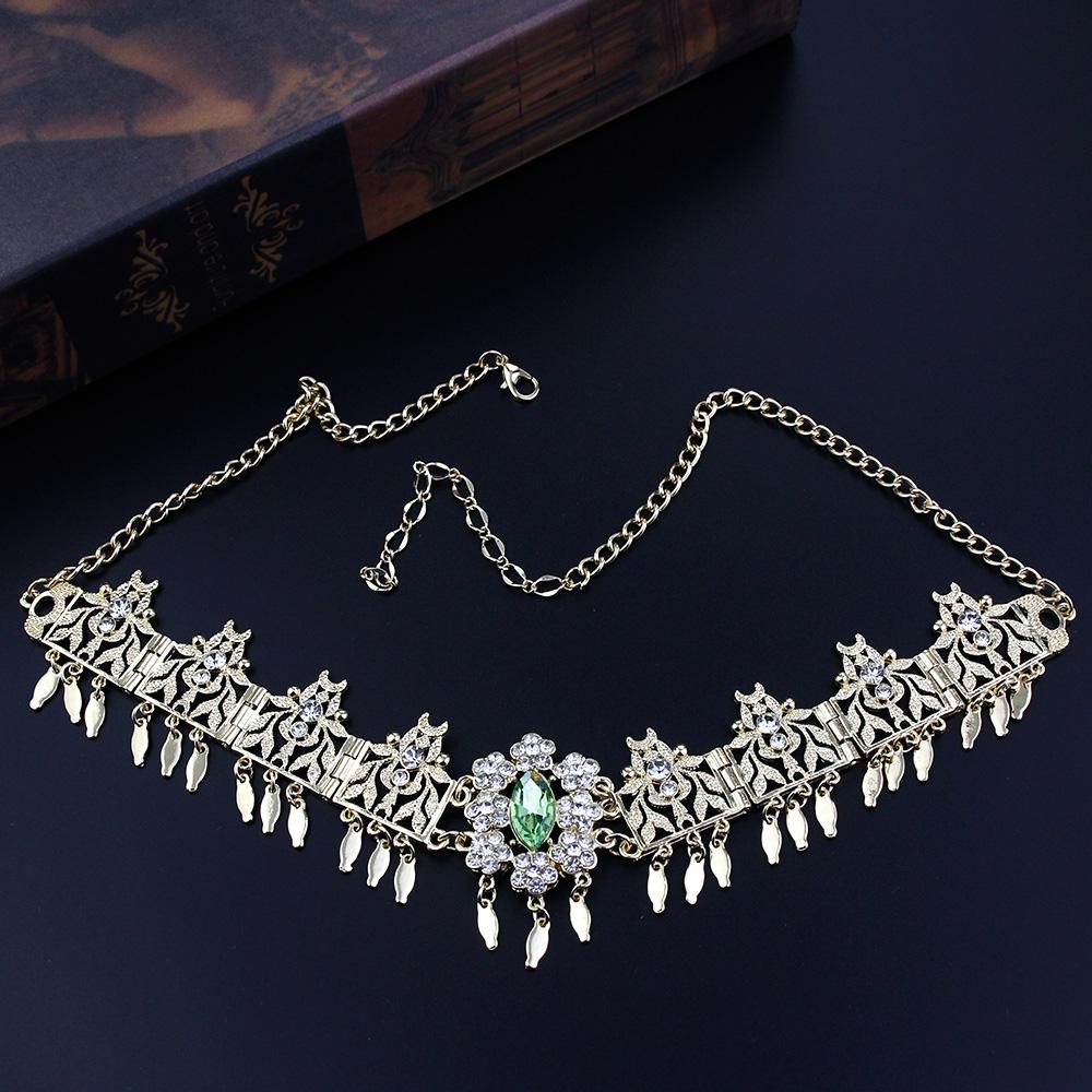 Corrente de testa, coroa de noiva, joias femininas, utensílios de cabelo, cor dourada, cristal árabe, faixa de cabelo