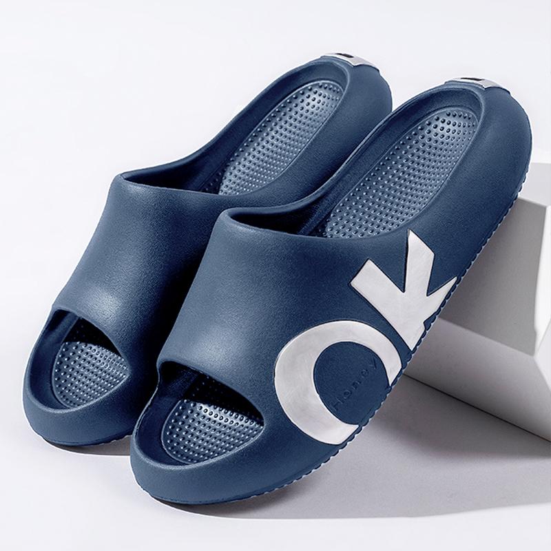 Herrensandalen und -slipper, bedruckt mit Buchstaben, lässige und modische Anti-Rutsch-Slipper mit offener Zehenpartie und dicker Sohle, geeignet für in