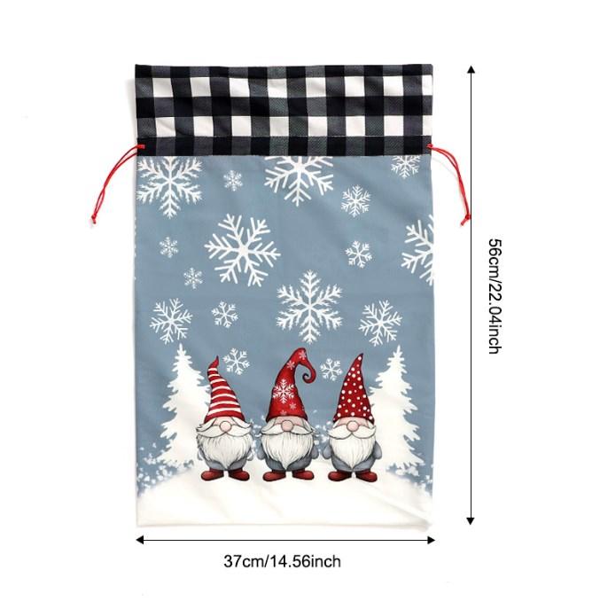 Drawstring Closure Large Christmas Present Bag Flannel Print for For FOREST Santa Kids Holiday Use 37 by 56 Centimeters