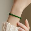 Natural Green Chalcedony Agate Thin Bracelet - 4mm Retro Peace Beads, Chinese Style Summer Accessory