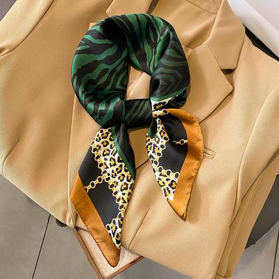 Herbst Winter Kleine Quadratische Schals Damen Leopardenmuster Warmer Schal