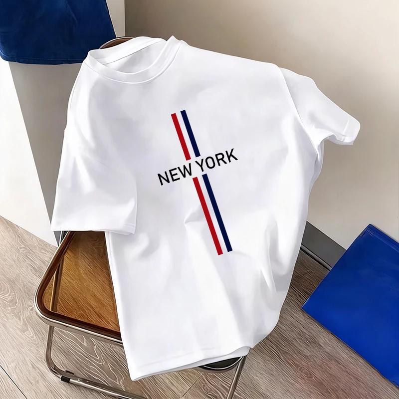 Mens Tshirt City Vibe Fashion Print Streetwear Top 2026 Spring Summer Daily Casual Sports Crew Neck Pure Cotton Tees Oversize