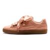 Women's Pink Brown Basket Heart Corduroy Low Top Sneakers 366729-01