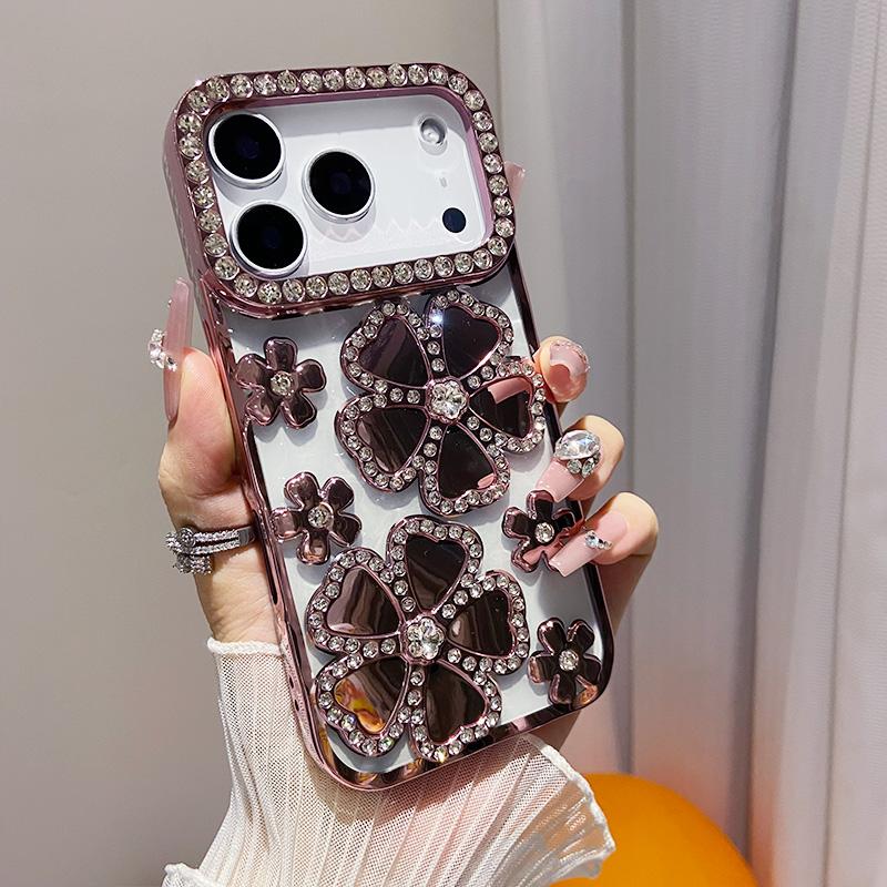 Galvanisiert Klar Bling Glitzer Farbverlauf Blumen Hülle für IPhone 17 Air 16 15 11 12 13 14 Pro Max Weiches Silikon Stoßfeste Abdeckung