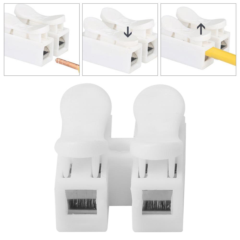 100Pcs CH-2/CH-3 Quick Connector Cable Clamp 0.5~2.5mm² 250V 10A Spring Connector Press Spring Stainless Steel Press Terminal