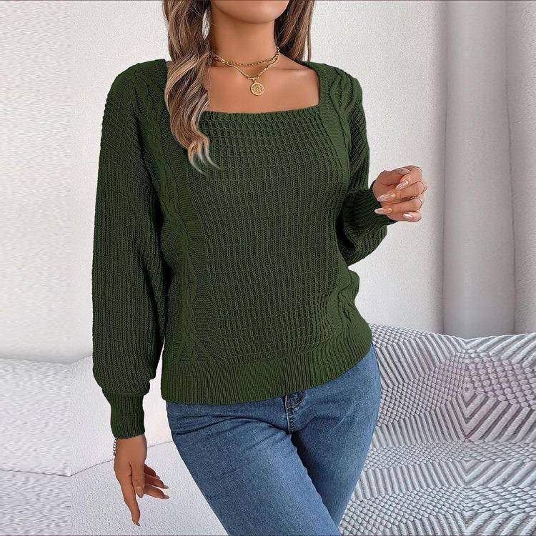 Vintage Løs Langermet Cardigan Genser Ensfarget Strikk O-hals Topp Høst Vinter
