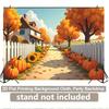 1 Piece of 2D Background Fabric, Autumn Rural Path, Featuring Pumpkins, Suitable for Living Room, Bedroom, and Office