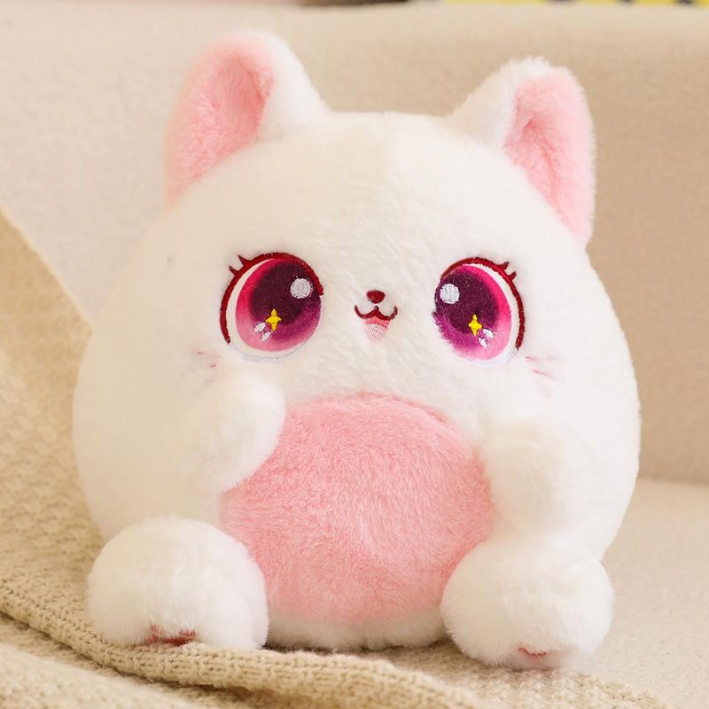 Sitzende dicke Katze Plüsch Spielzeug Cartoon Tier Plushie Peluche blau rosa grün weiß lila große Augen Kawaii Kätzchen Geschenk