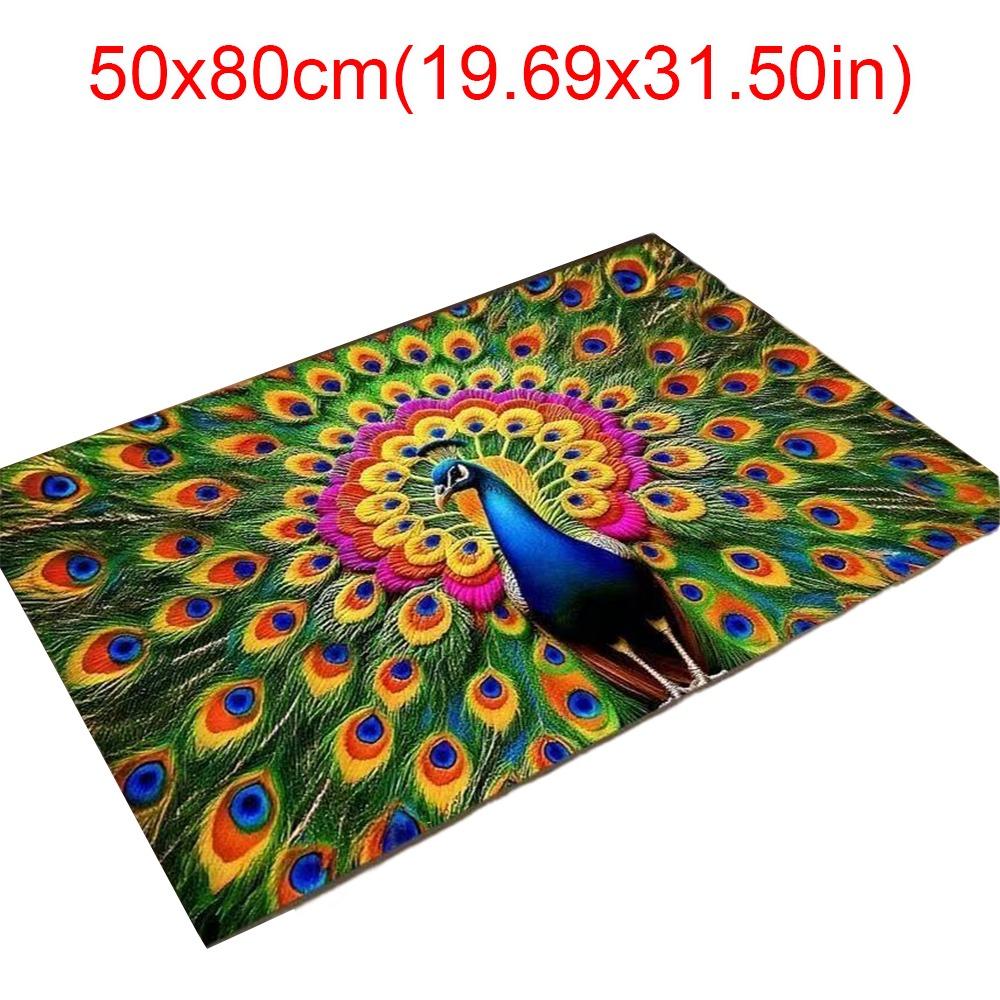 Non-slip Peacock Carpet Special-shaped Bathroom Floor Mat  for Living Room Tea Table Bedside