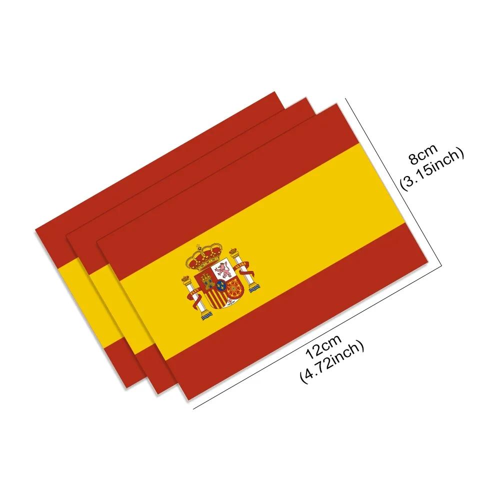 3PCS Universal Car Sticker Spain Flag Sticker National Flag Series Waterproof Decal Creative DIY Auto Decoration Accessories
