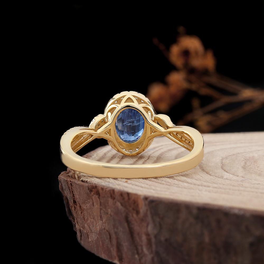 Light Luxury 925 Sterling Silver Ring December Gemstone Natural Oval 6*8mm Kyanite Fine Jewelry for Women's Birthday Gifts