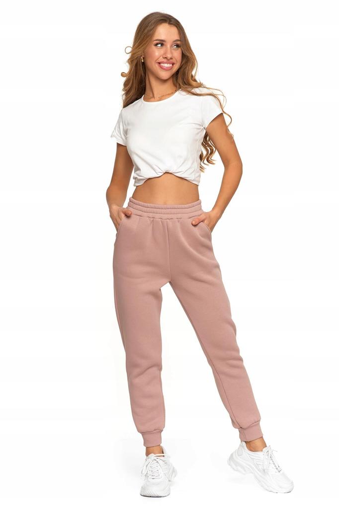 Women's Warm Joggers with Plain Pattern MORAJ L PINK