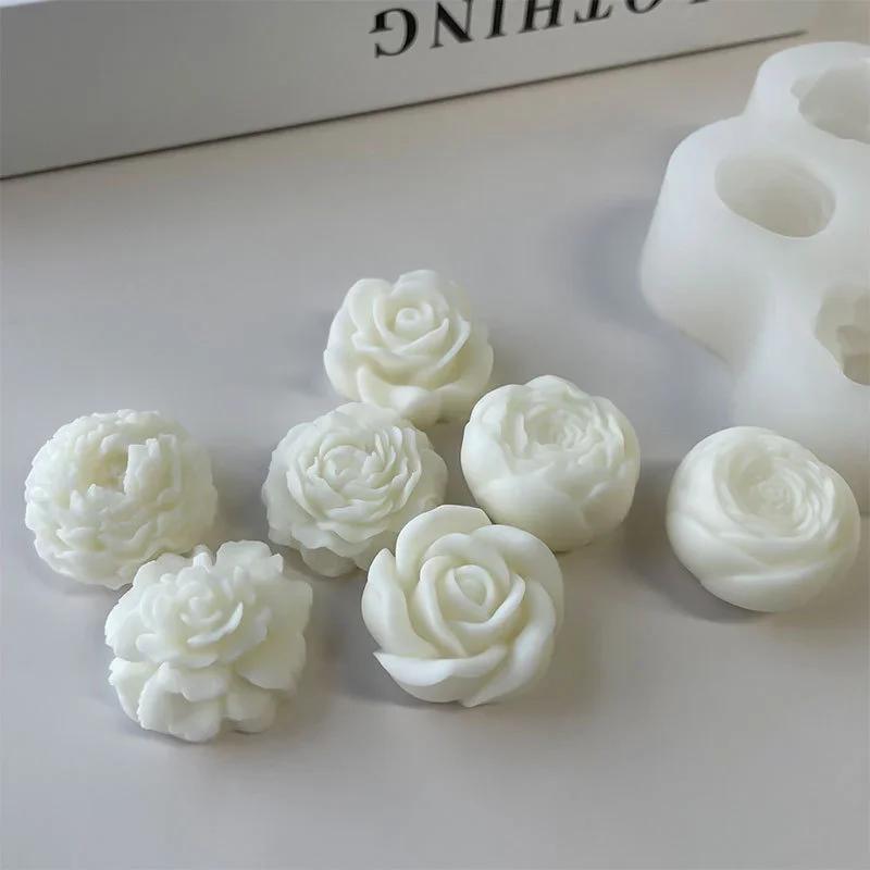 1Pc Flower Silicone Molds 3D Rose Peony Chocolate Cake Baking Mold Handmade Candle Soap Gypsum Resin Handicraft Making Tools
