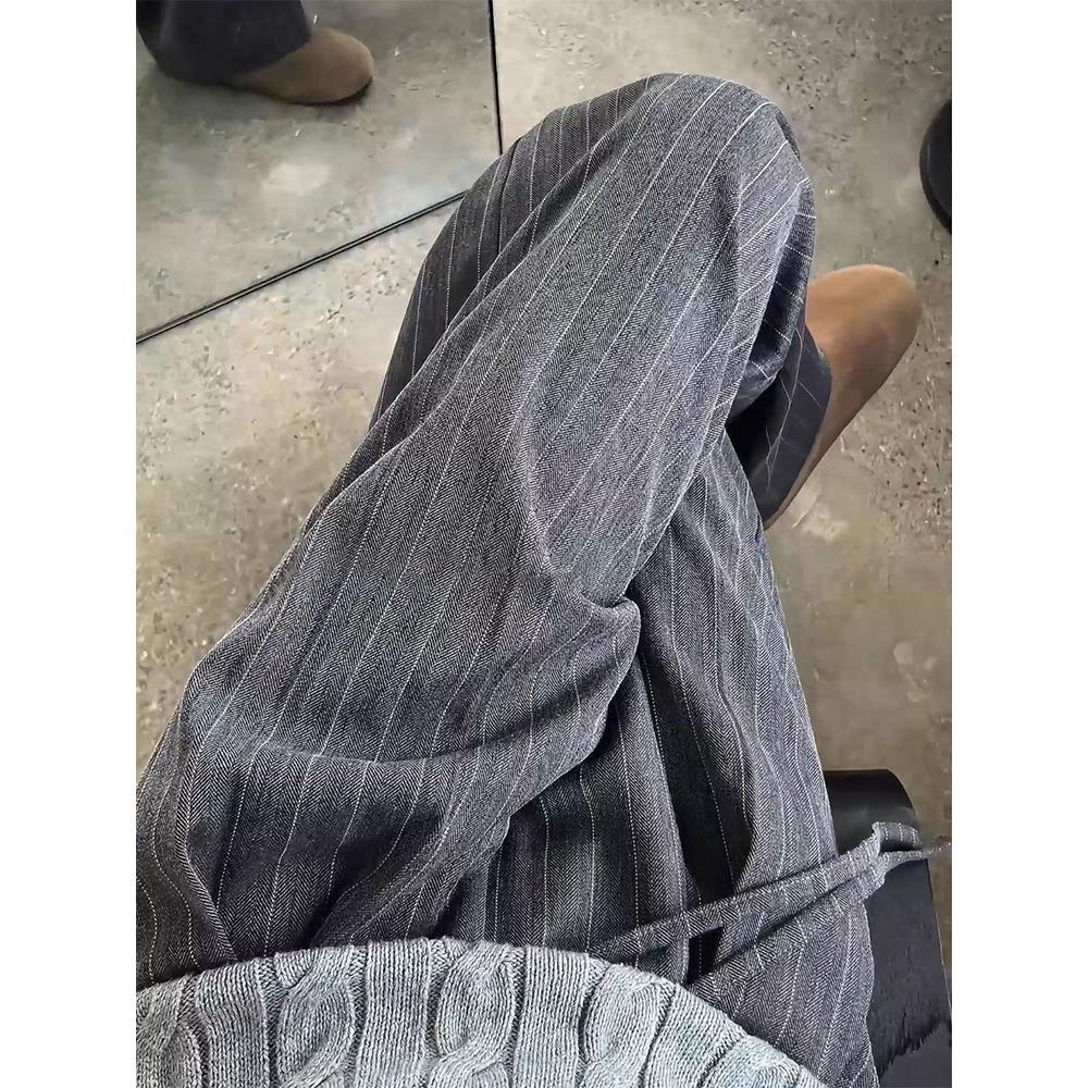 

Смугасті брюки-костюм у стилі old money чоловічі осінні ледачі вільні широкі штани Yamamoto cleanfit драпірування повсякденні штани 3XL темно-сірий