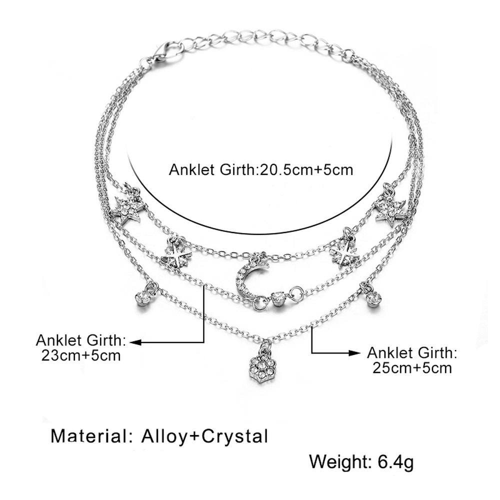 Anklet Retro Bohemian Multilayer Anklet Women's Fashion Sun Pendant Anklet