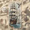 Asciugamano da Spiaggia in Microfibra Resistente alla Sabbia con Stampa di Barca a Vela, Asciugatura Rapida Alta Assorbenza per Nuoto Campeggio