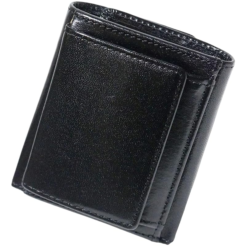 

[Berkut] black trifold wallet italian leather men s ladies genuine leather Tanned leather compact wallet tri-fold Thin large capacity wallet