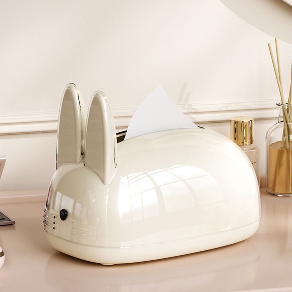 Large Capacity Paper Towel Dispenser Creamy Style Napkin Paper Case Rabbit Tissue Box  Bedroom