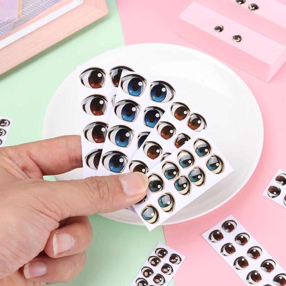 10 Pairs Multi Styles Cartoon Crystal Eyes Brown/Blue Cute Eyes Stickers Boy Anime Figurine Doll Face Organ Diy Doll Accessories