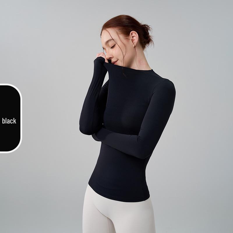 Autumn/Winter Versatile Round Neck Base Layer Sport Top - High Elasticity, Breathable Yoga Fitness Long Sleeve
