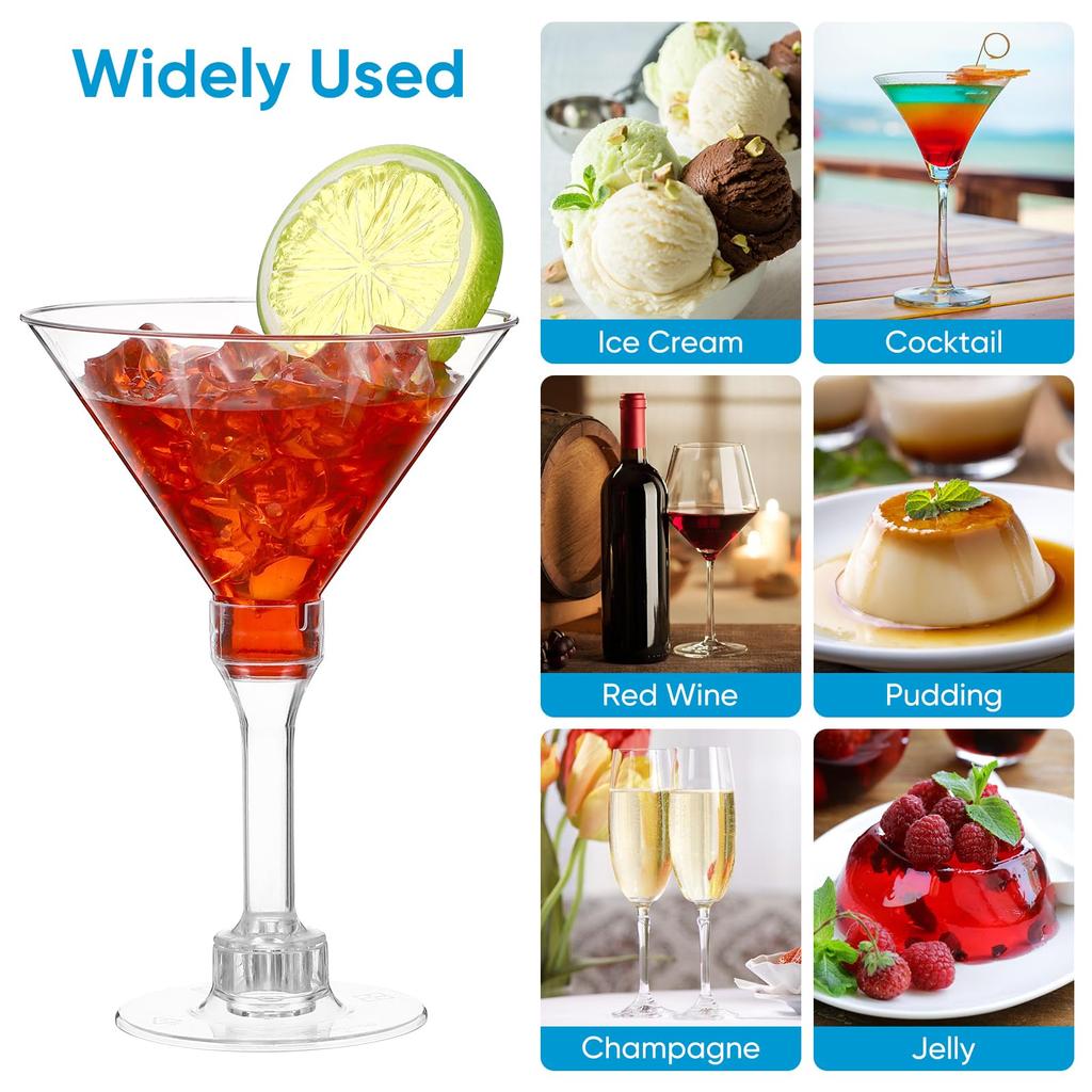 Luxshiny Plastic Cocktail Glasses, Set of 20, 5.07 oz, Clear, Short Type, Stable Design, Disposable Party Cups, Suitable for Wine, Table Decoration