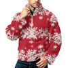 Men's Christmas Print Zip-Up Sweatshirt with Stand Collar, Plus Size Flannel Top for Fall Winter