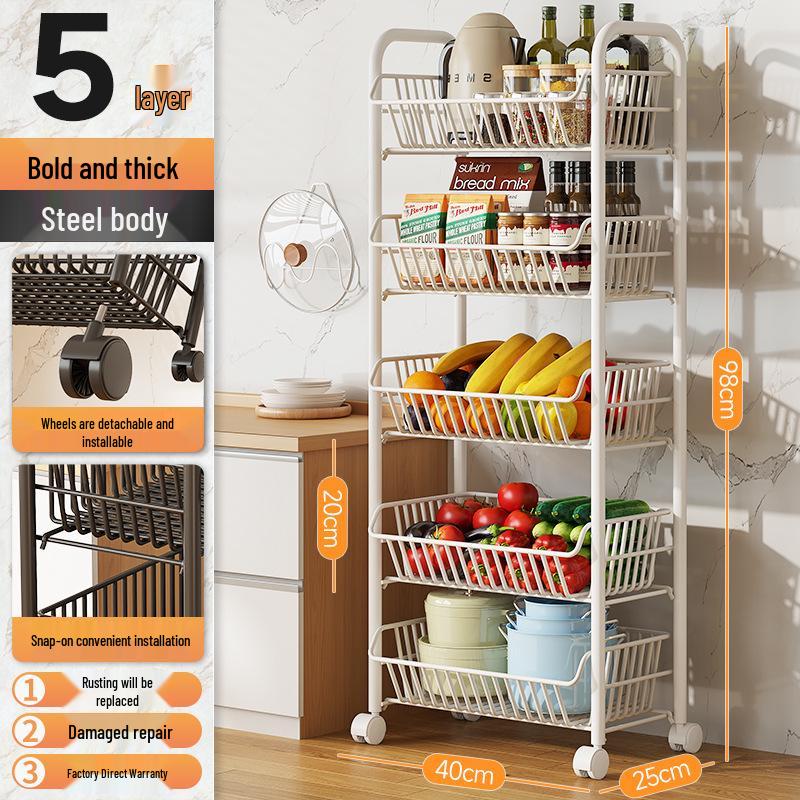 Multi-layer Floor-standing Fruit & Veggie Basket Rack for Kitchen & Home