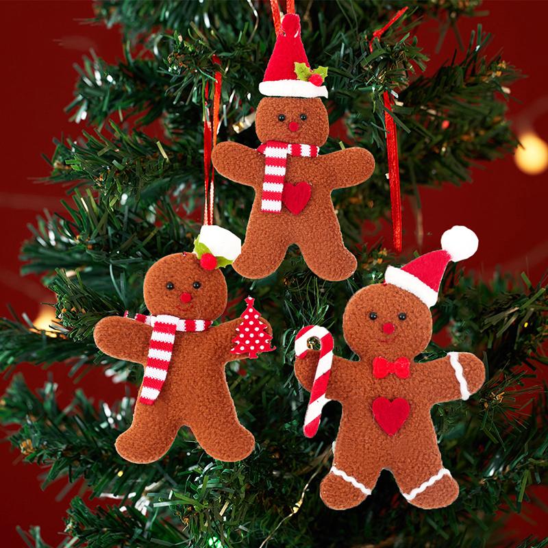 Christmas Tree Decorations Gingerbread Man Doll Pendants Christmas Tree Ornament Small Plush Doll Hanging New Year Gift Decor