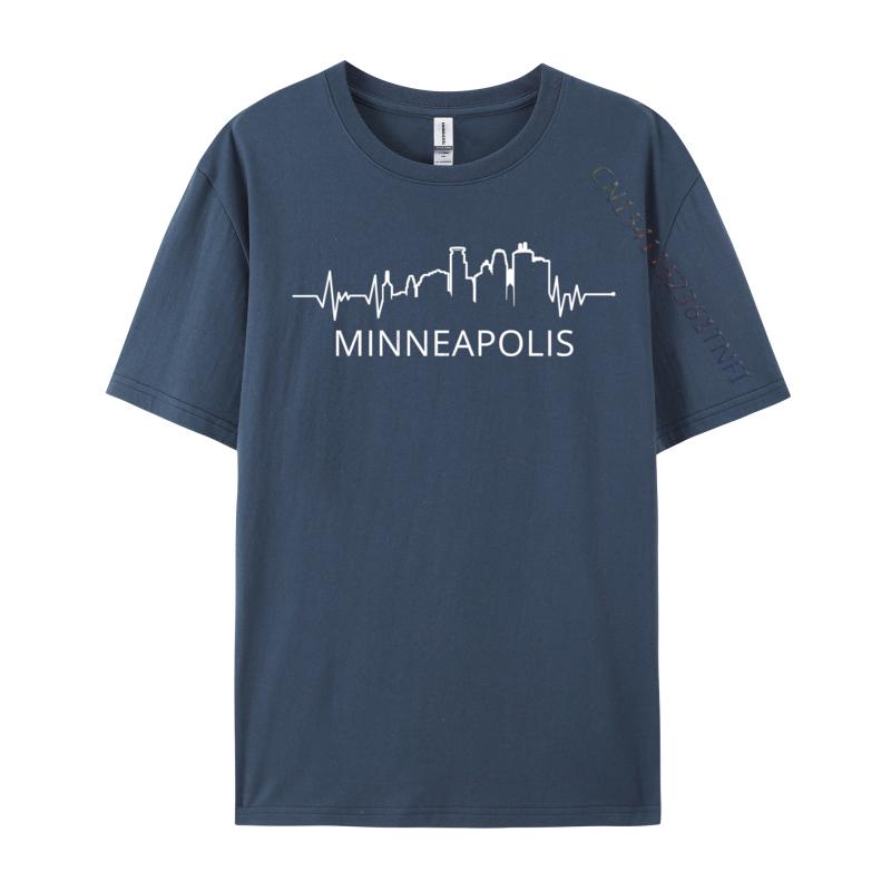 Minneapolis Mn Skyline Heartbeat Vintage Mpls Europe Tops Tees Prevalent Unique Cotton Unisex TShirts Printed On Top TShirts