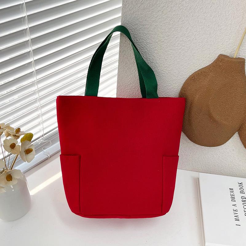 Handbag Bucket Canvas Bag New Fashion Bento Small Square Bag Blank Solid Color Cloth Bag