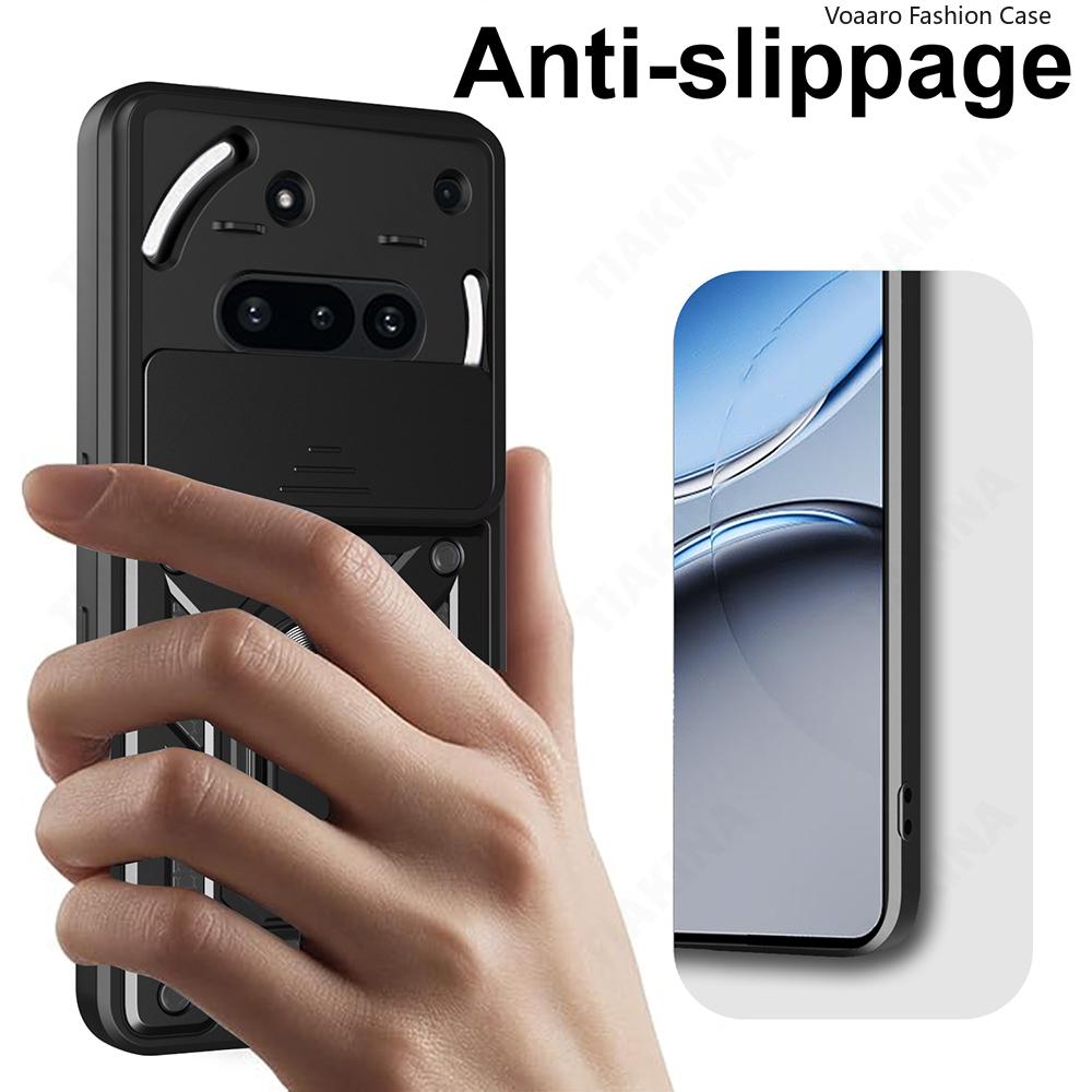 Slide Camera Lens Armor Funda for Nothing Phone 3A Case for Nothing Phone 3A Case Magnetic Ring Stand Holder Anti-knock Cover