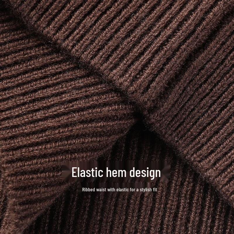 ROMON Men's Semi-High Collar Wool Blend Pullover Sweater