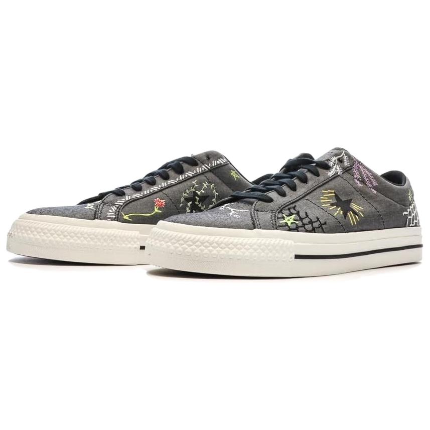 Converse One Star Pro Low Cowboy Embroidery Unisex Sneakers Black Multi Egret A03666C