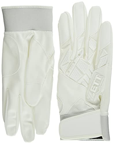 ZETT Neo Status Batting Gloves, Ambidextrous, High School Baseball Rules Compliant, White (1100), Size L, BG798HS