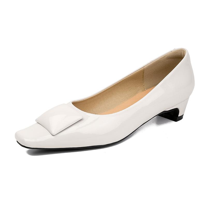 Yuanlitong cowhide high heels women's thick heels are not tired of feet European and American light luxury women's shoes Hong Kong counter high-end si