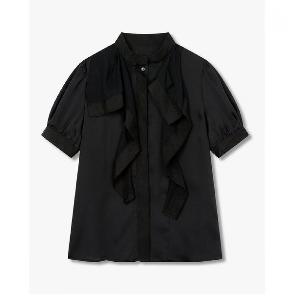 Vov Puff Sleeve Ruffle Blouse 7115360803 blacks/S
